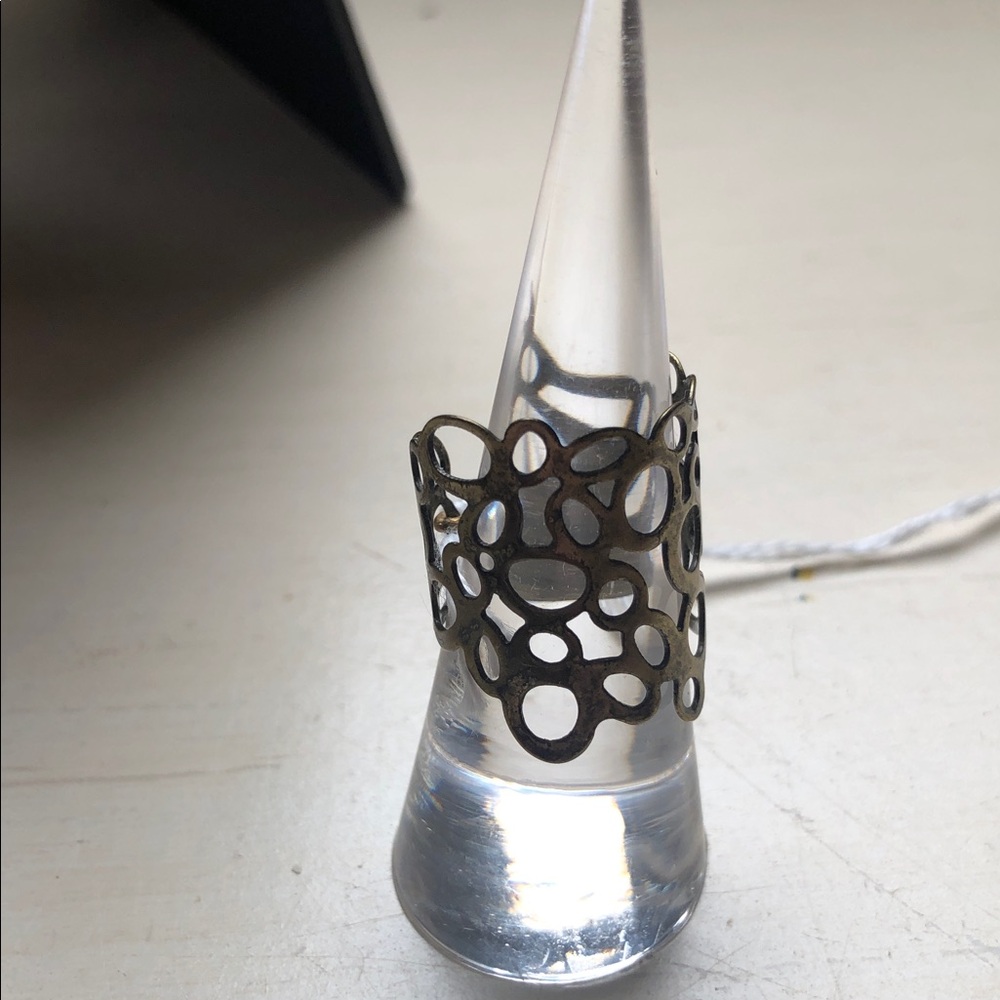 Unique Yellow/Brass Openwork Ring - image 1